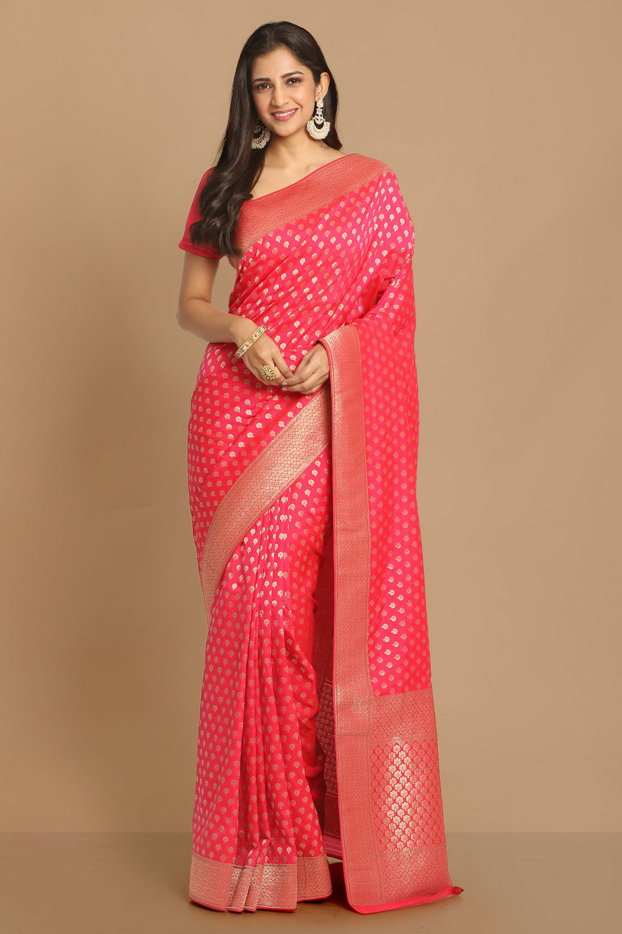 Enchanting Rani Pink Saree image number 0